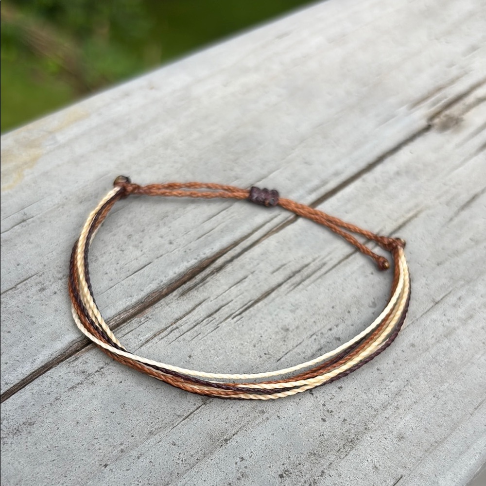 Adjustable Friendship Waxed Cord Waterproof Summer Bracelet in “Coffee”